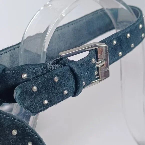 Dolce Vita Size 8 HENDRIX Black Suede Ankle Strap 4" Block Heel Stud Sandals - Picture 4 of 11